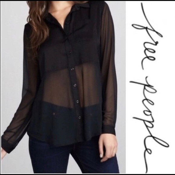 Free People sheer split back top - Picture 1 of 5